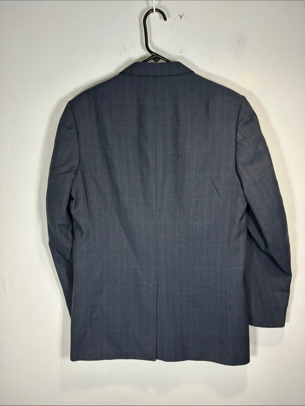 Vintage Nino Cerruti Rue Royale Wool Sport Coat Blazer 40L Windowpane Blue